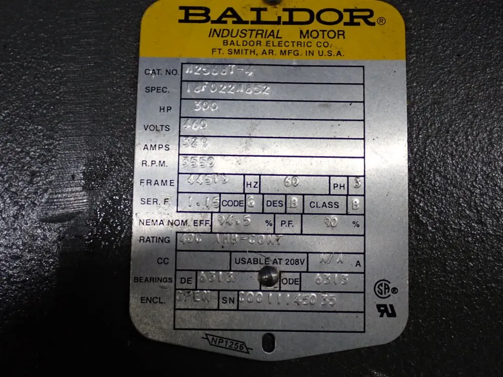 Baldor 300 Hp 300 Hp Motor - H2568t-4