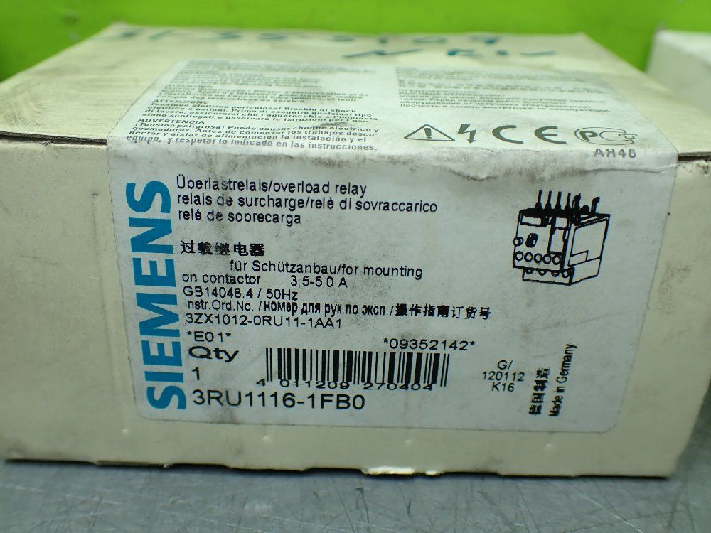 Siemens 4pcs Overload Relay Lot. 3ru1126-4ab0, 3ru1116-1fb0, 3ru1116-0fb0, 3ru1116-1bb0 - 3ru1126-4ab0