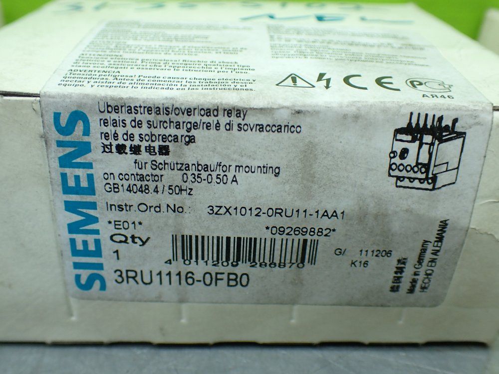 Siemens 4pcs Overload Relay Lot. 3ru1126-4ab0, 3ru1116-1fb0, 3ru1116-0fb0, 3ru1116-1bb0 - 3ru1126-4ab0