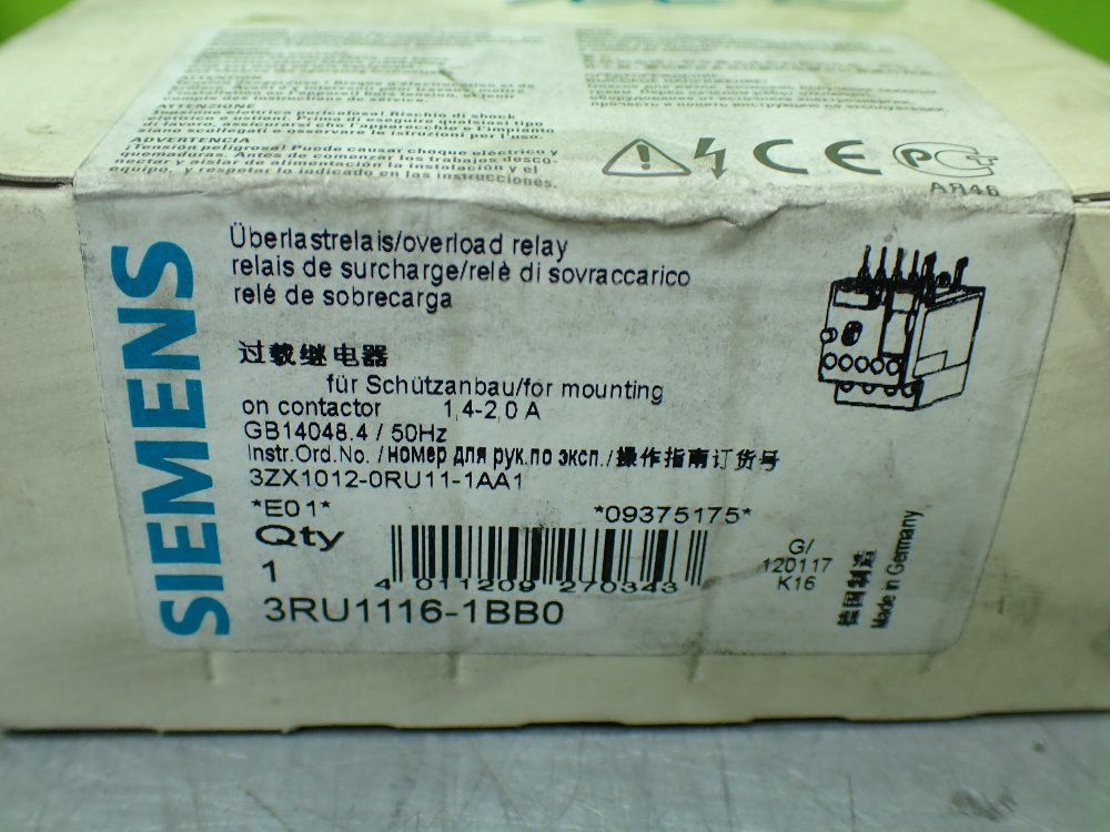 Siemens 4pcs Overload Relay Lot. 3ru1126-4ab0, 3ru1116-1fb0, 3ru1116-0fb0, 3ru1116-1bb0 - 3ru1126-4ab0