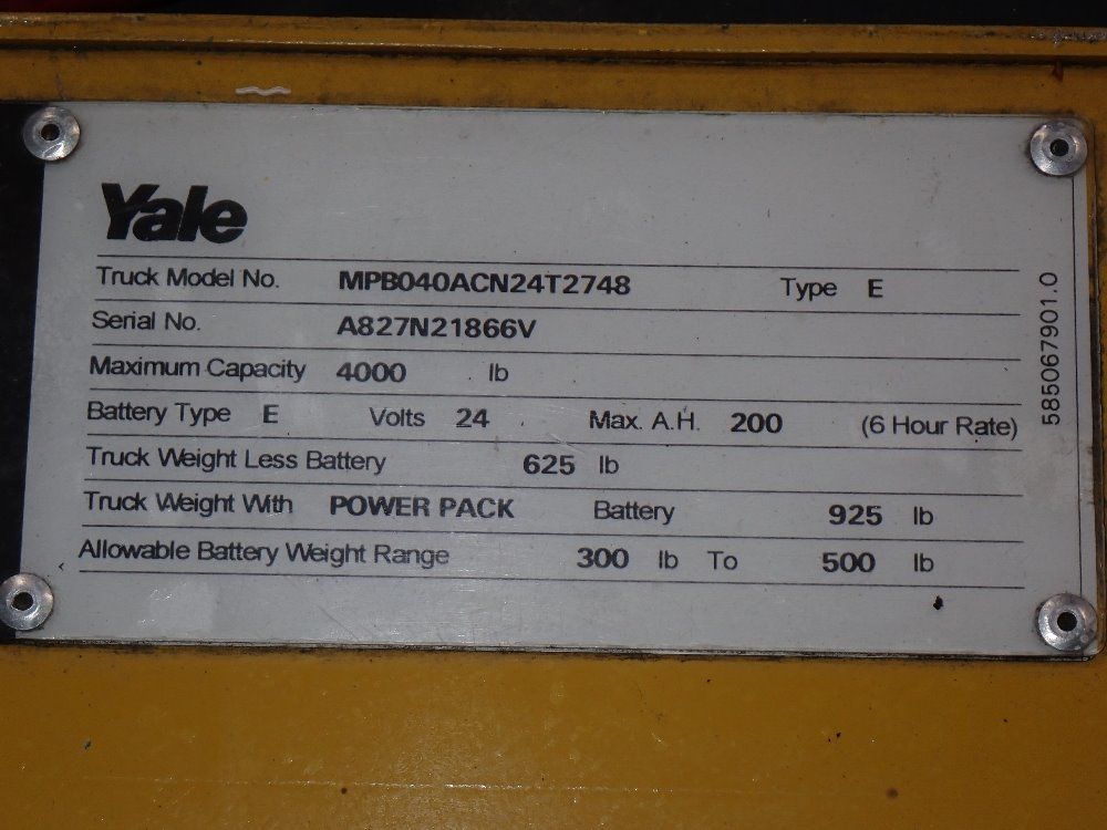Yale 4000 Lbs Electric Pallet Jack - Mpb040acn24t2748