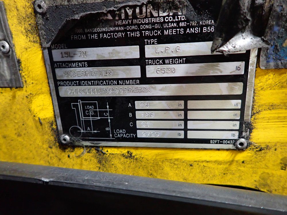 Hyundai 2725 Lbs 15l-7m Propane Forklift - 15l-7m