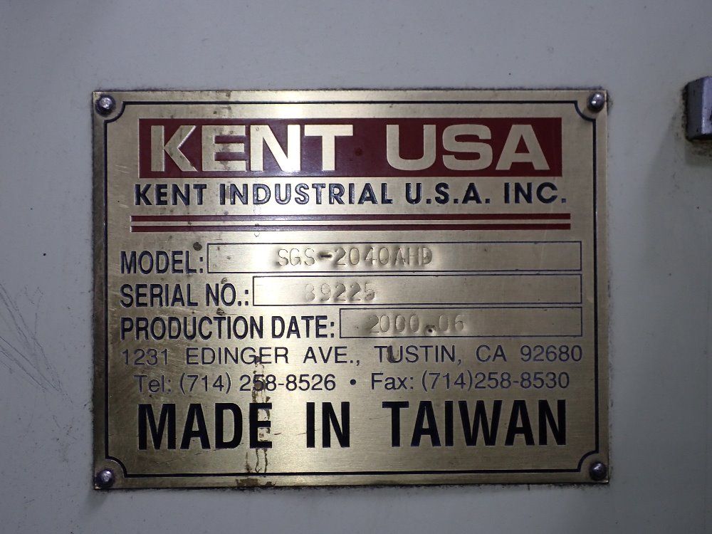 Kent 19 1/2" X 39" 2000 Kent Sgs-2040ahd Surface Grinder - Sgs-2040ahd