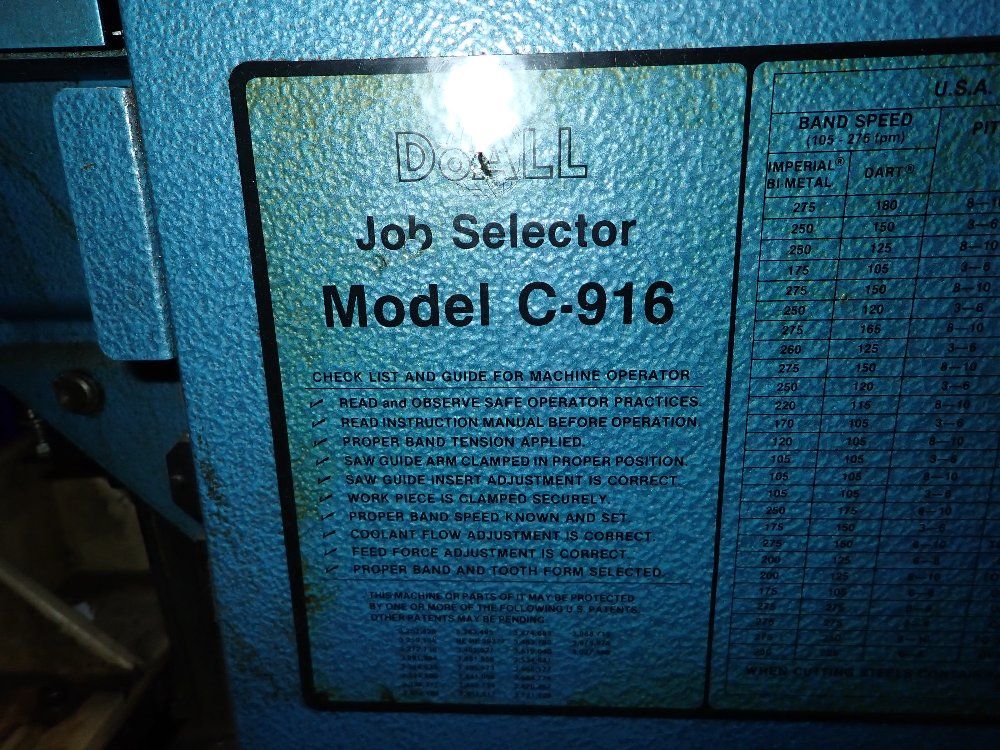 Doall 16" X 9" 2007 Doall C-916m Horizontal Band Saw - C-916m