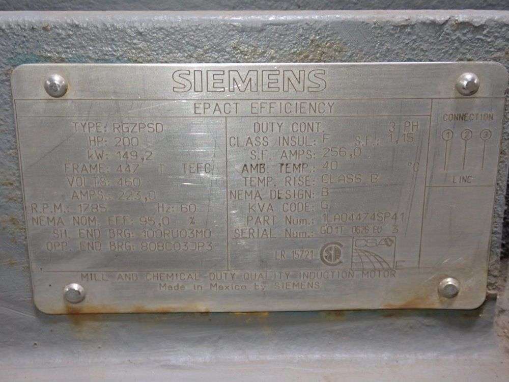 Siemens 200 Hp 200 Hp Motor - Rgzpsd
