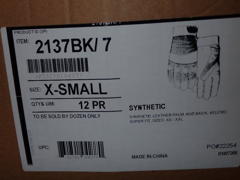 Majestic Xsmall Work Gloves - 2137bk/7