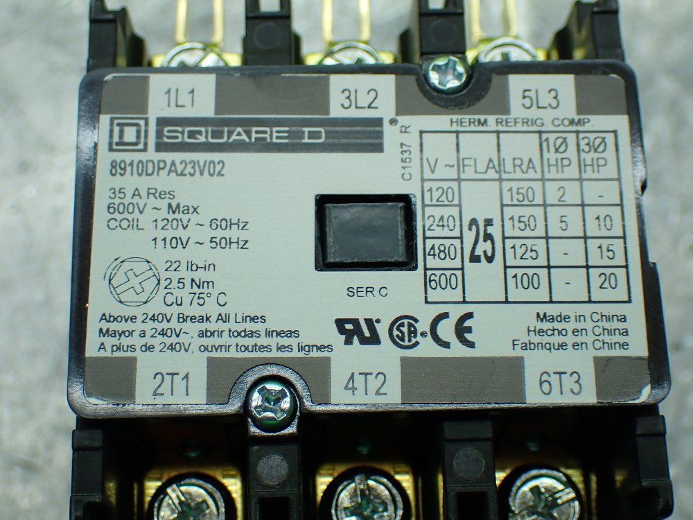 Square D Definite Purpose Contactor - 8910dpa23v02