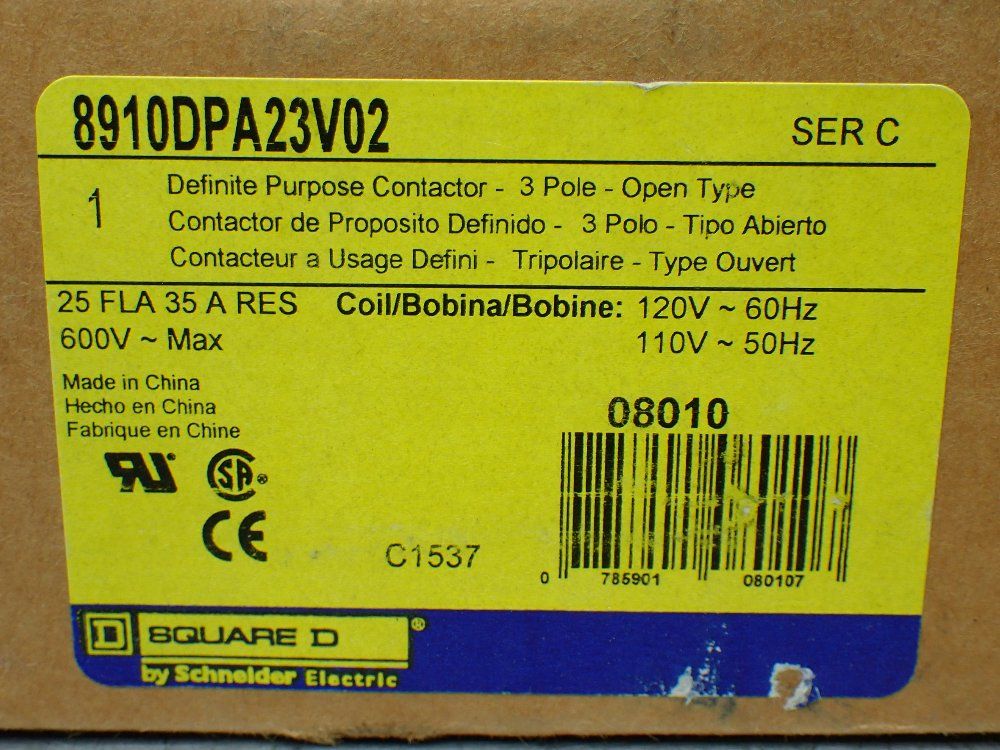 Square D Definite Purpose Contactor - 8910dpa23v02