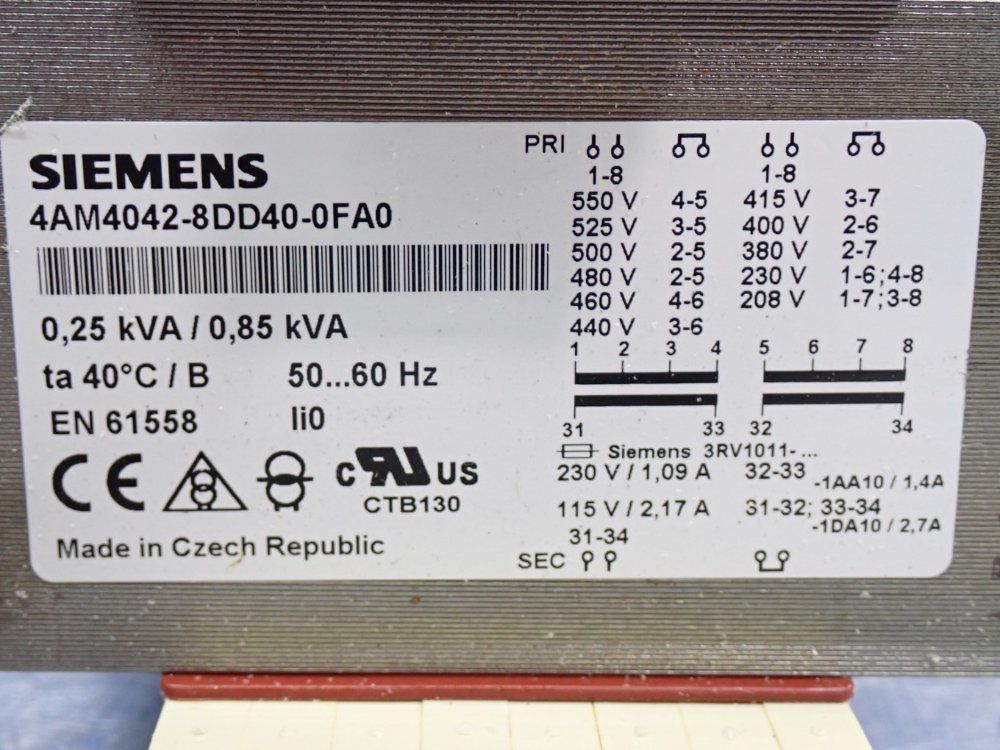 Siemens Control Transformer - 4am4042-8dd40-0fa0