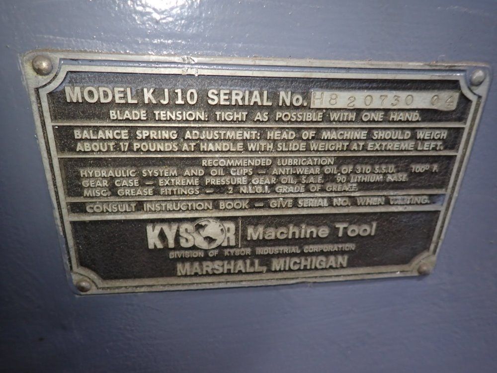 Kysor Johnson 28"x11" Horizontal Bandsaw - Kj10