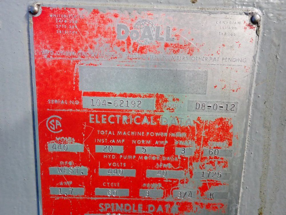 Doall 24"x8" Surface Grinder - D-8-0-12