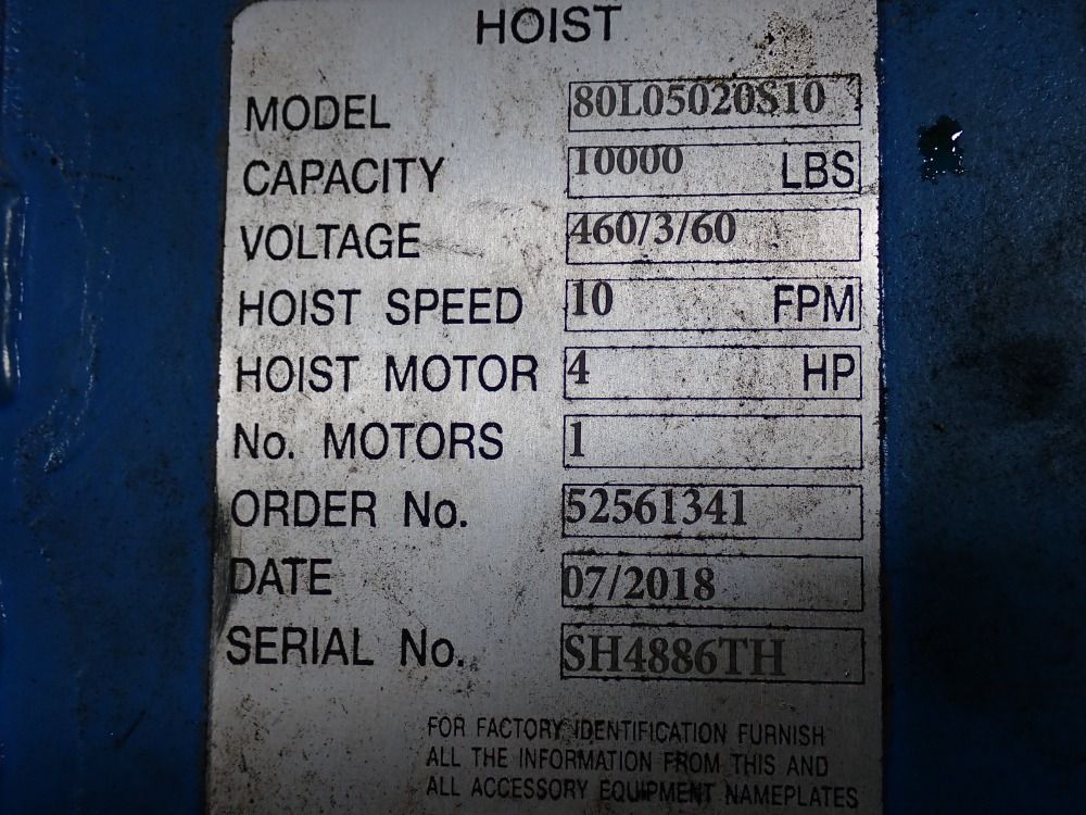 Shaw-box 5 Ton 2018 Shaw-box 5 Ton Electric Hoist - 80l05030s10