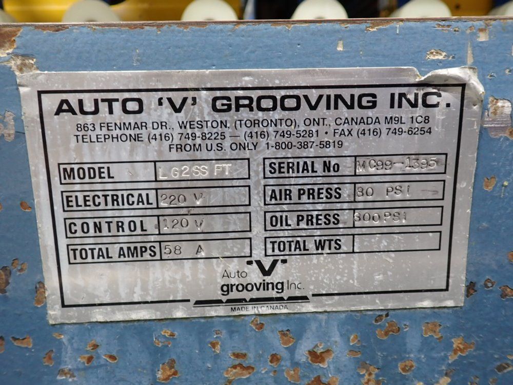 Auto 'v' Grooving Inc Lg2ssft Grooving Machine - Lg2ssft