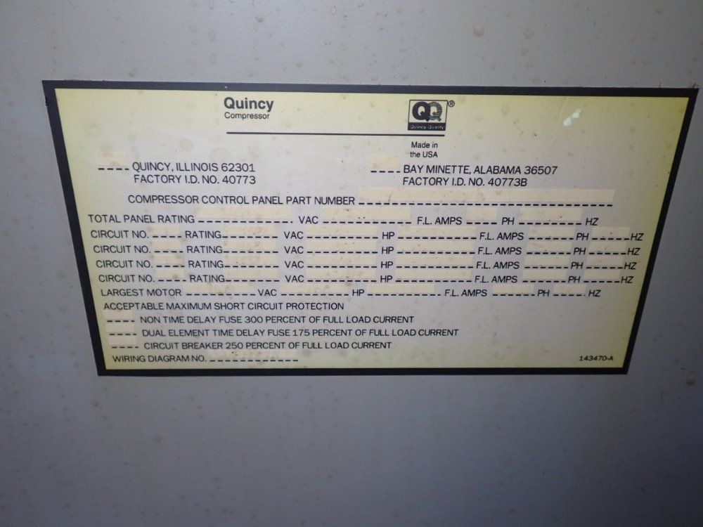 Quincy 0si500a0a31ee Air Compressor - 0si500a0a31ee