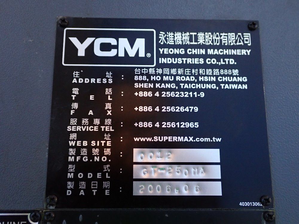 Ycm 2006 Ycm Gt 250ma Cnc Lathe - Gt 250ma