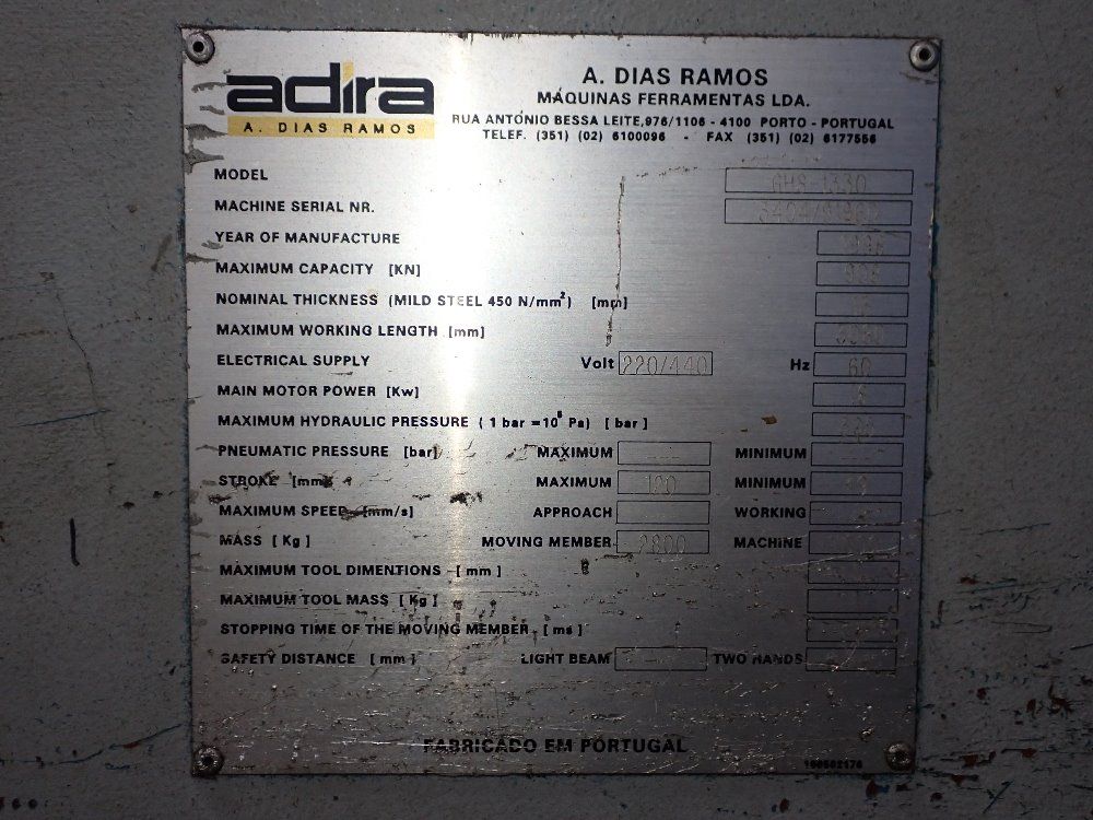 Adira 906 Kn X 3080 Mm 1998 Adira Ghs-1330 Shear - Ghs-1330