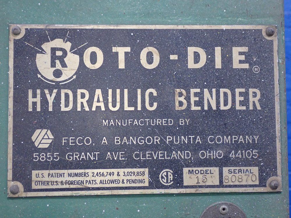 Roto-die 121" 15 Hydraulic Bender - 15