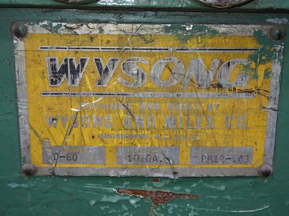 Wysong 10 Ga X 60 1/2" C-60 Plate Bending Roll - C-60