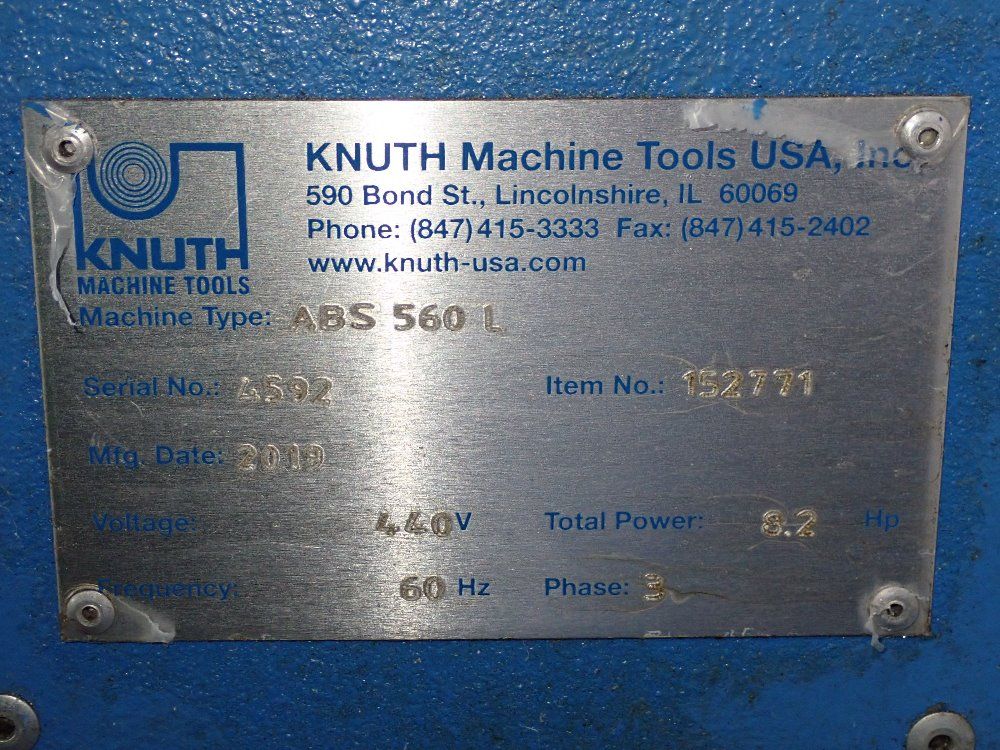 Knuth 23" X 33 1/2" 2019 Knuth Abs 560l Horizontal Band Saw - Abs 560l