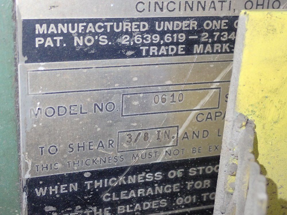 Lodge & Shipley 3/8" X 123" 0610 Shear - 0610