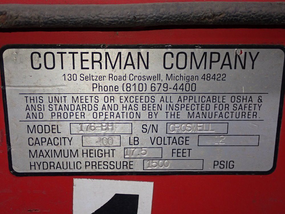 Cotterman 400 Lbs 176-bh Manlift - 176-bh