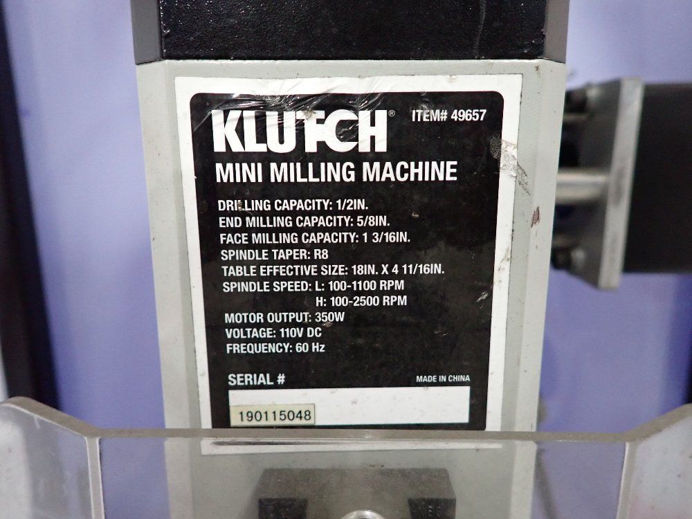 Klutch 4"x16" Table Vertical Mill - 49657