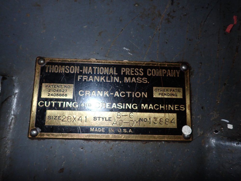 Thomson National Press Co. 43" Cutting & Creasing Machine - 8-6ac-dm