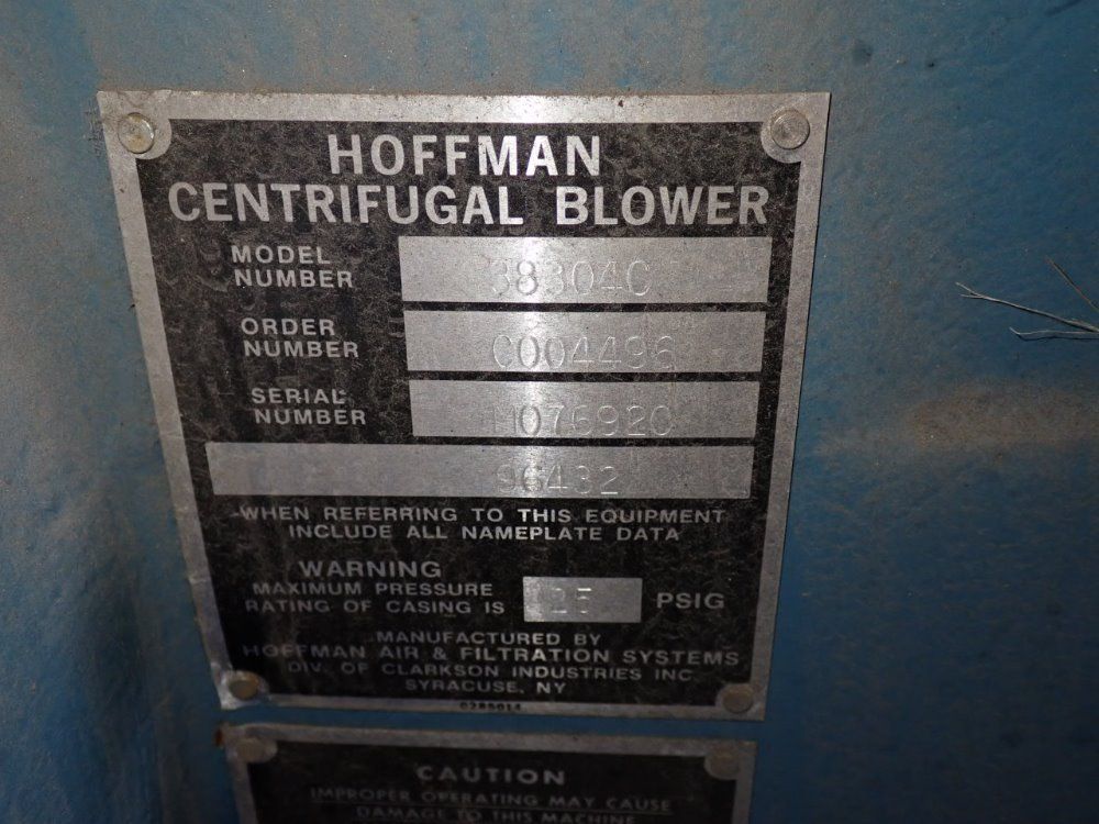 Hoffman 50 Hp 38304c Centrifugal Blower - 38304c