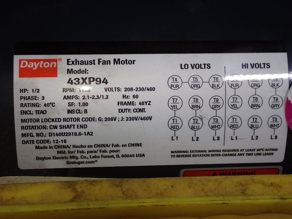 Dayton 1/2 Hp 1/2 Hp Motor - 43xp94