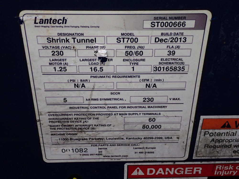 Lantech 18" X 72" Heat Shrink Tunnel - St700
