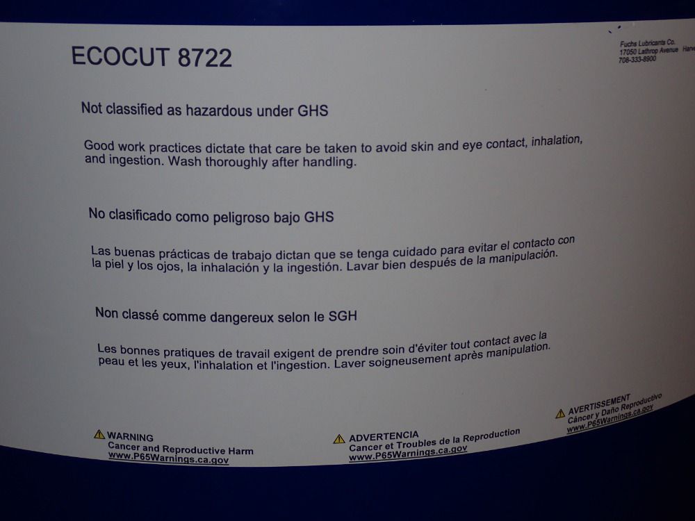 Fuchs 55 Gallons Ecocut 8722 Cutting Fluid