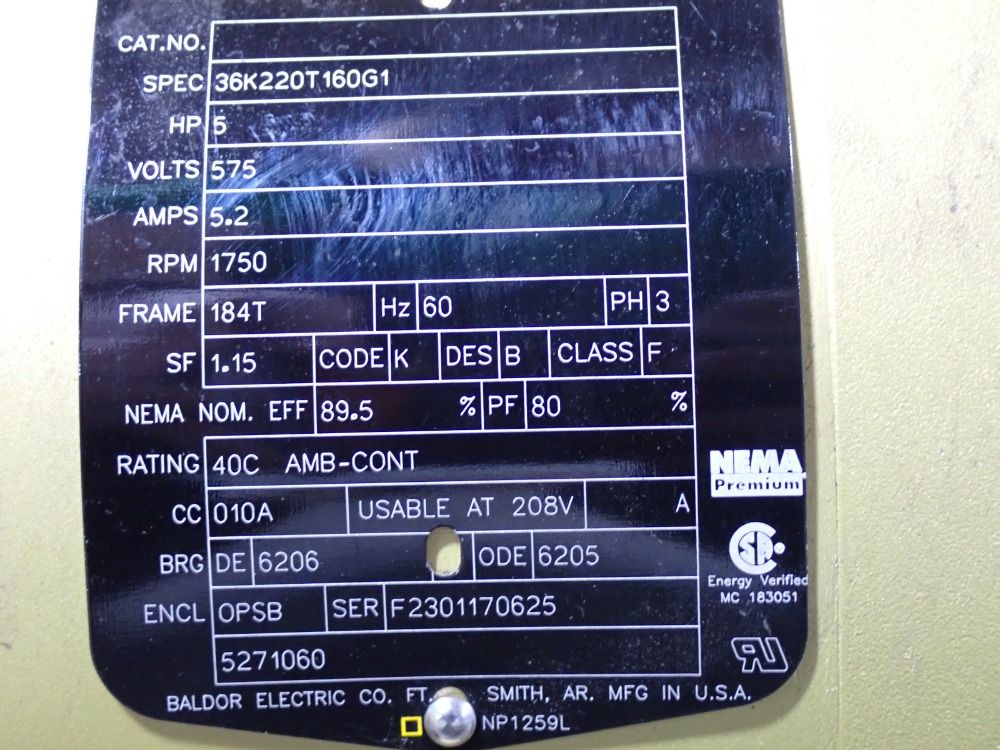 Baldor 5 Hp Motor - 36k220t160g1