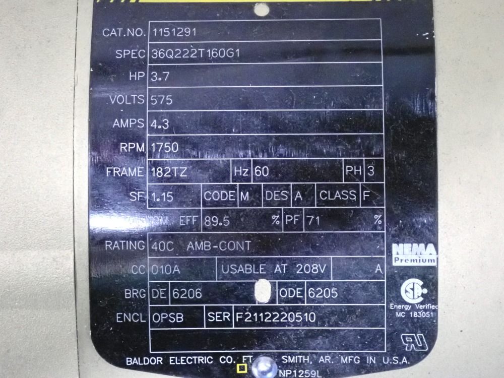 Baldor 3.7 Hp Motor - 1151291