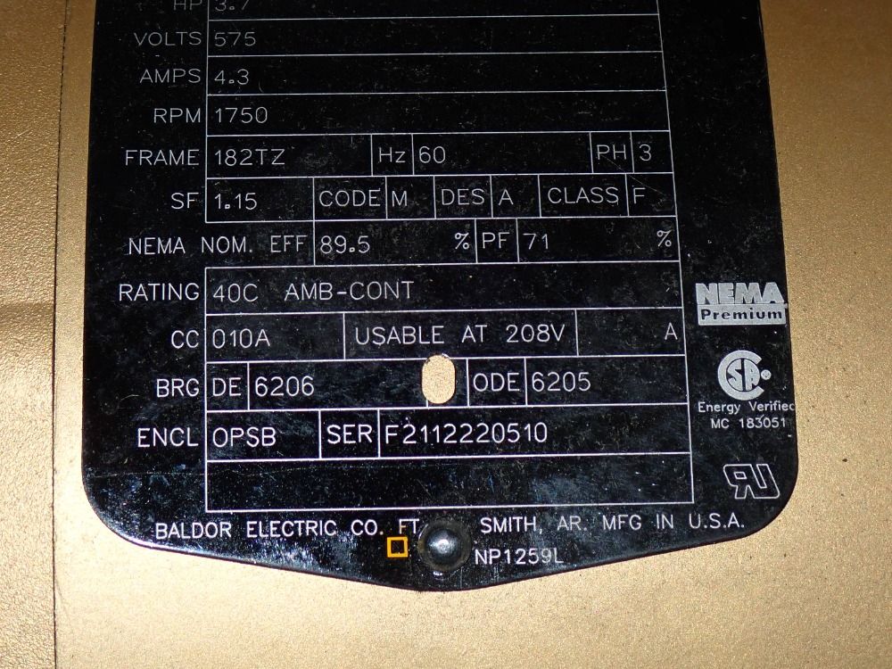 Baldor 3.7 Hp Motor - 1151291