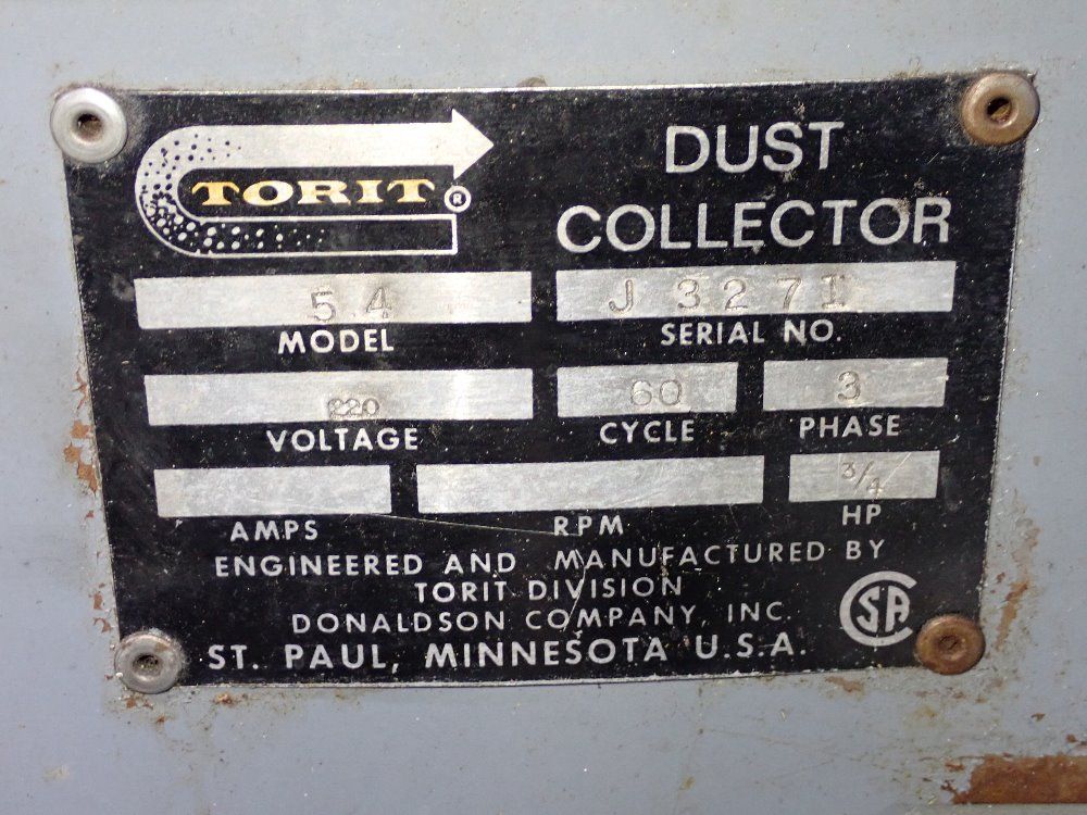 Torit Donaldson 3/4 Hp Dust Collector - 54