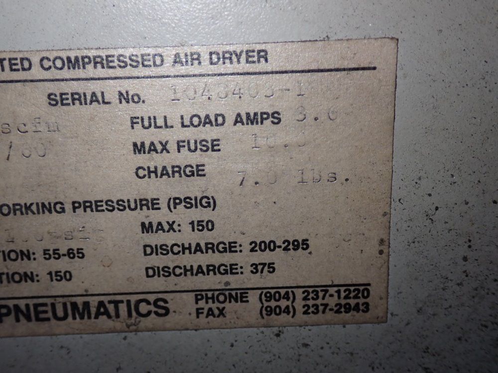 General Pneumatics Air Dryer - Tk 250 A