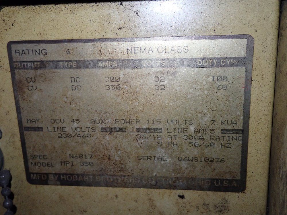 Hobart 300 Amps Welder - Mpi 350